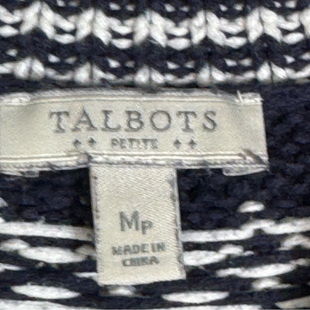 Talbots Womens Tunic Sweater Blue White Striped Mock Neck Long Sleeve - Picture 4 of 5